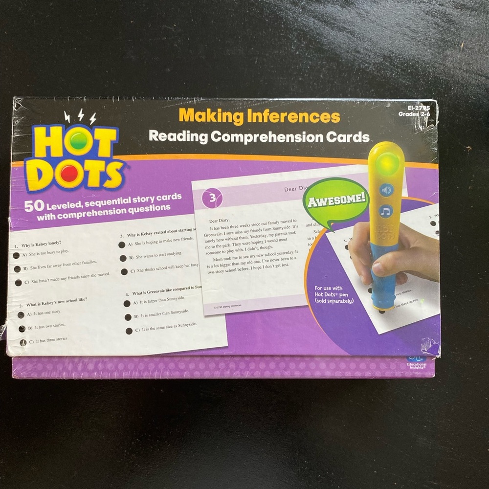 Hot Dots. Reading comprehension cards!